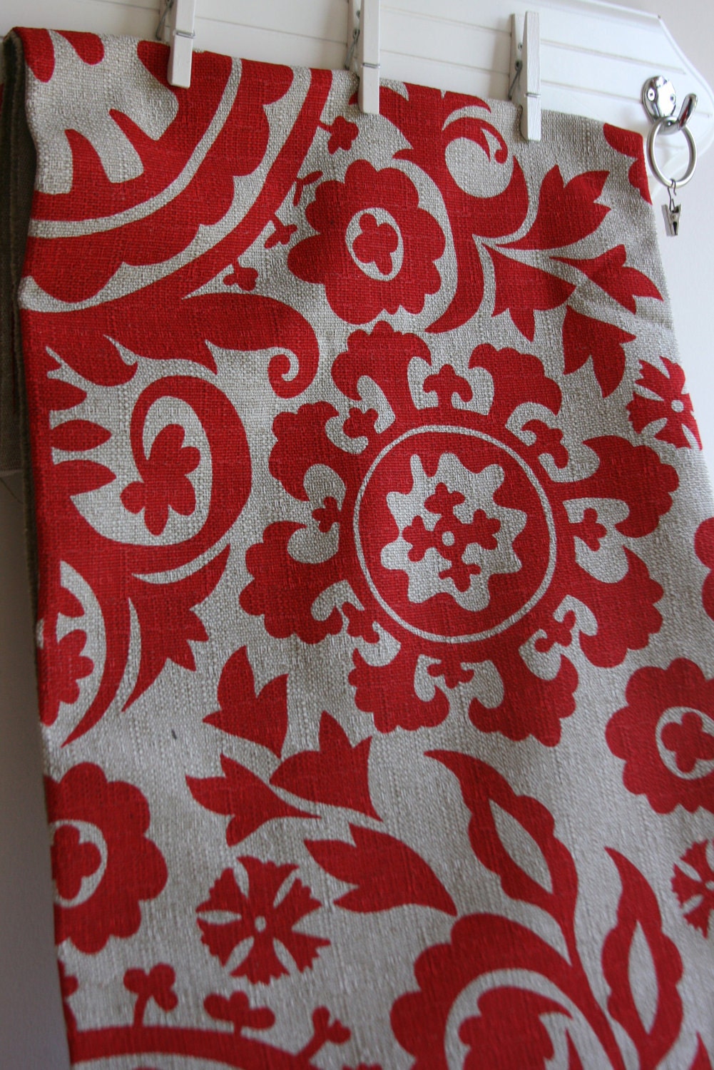 Suzani in Red Denton - Home Decor Weight Fabric from Premier Prints - ONE HALF YARD
