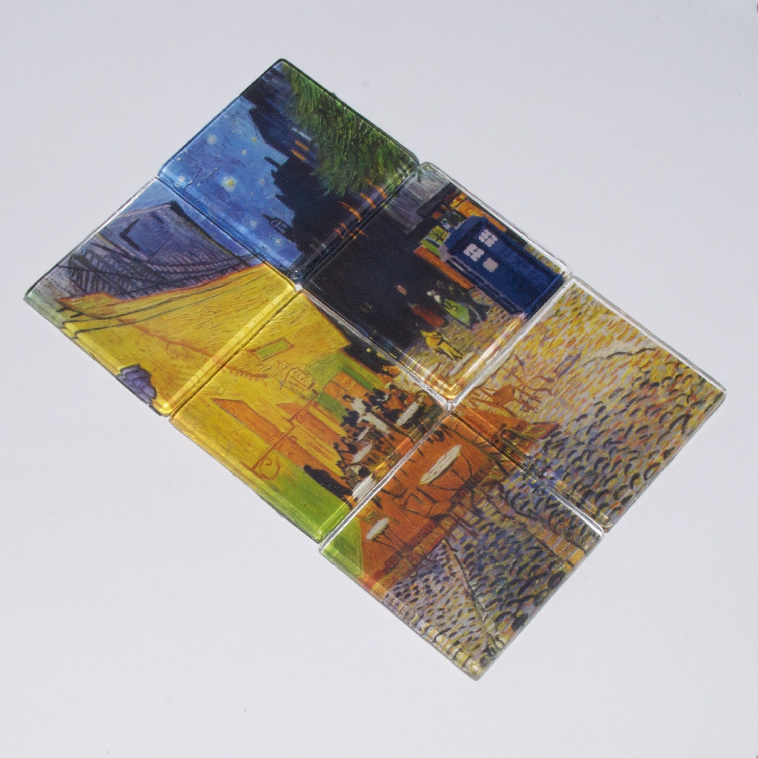 Doctor Who Magnet set of 6, Van Gogh Parody Neodymium Magnet, Dr Who Cafe Terrace