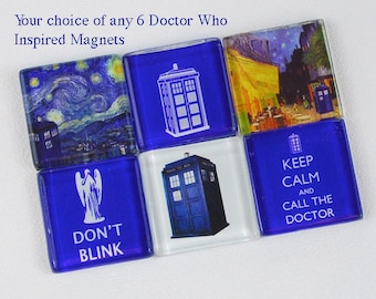Doctor Who Magnet set Dr Who 6 Magnets, Tardis Doctor Who Van Gogh Keep Calm Blink Dalek Dr Who Neodymium Magnet