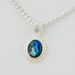 Silver teal necklace jewelry blue green paua shell stone Pendant Necklace, Silver Plated Jewellery modern chain