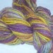 Merino Fingering Yarn - Handspun and Hand Dyed in Purple, Yellow and Gray - Navaho Technique