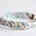 Fabric and suede bracelet. Pastel fabric braided with mint suede. Mint, rose, sky blue colors. Copper findings. Small Size.