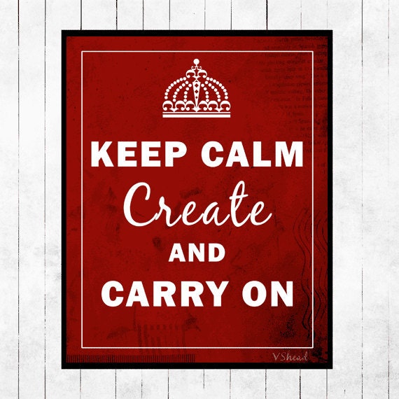 Keep Calm and Carry On Art Print Poster Red