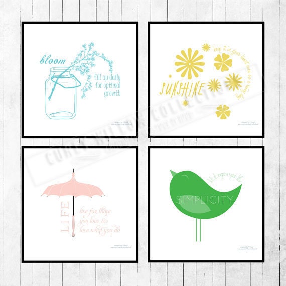 Spring Art Print Poster Bird Green Simple