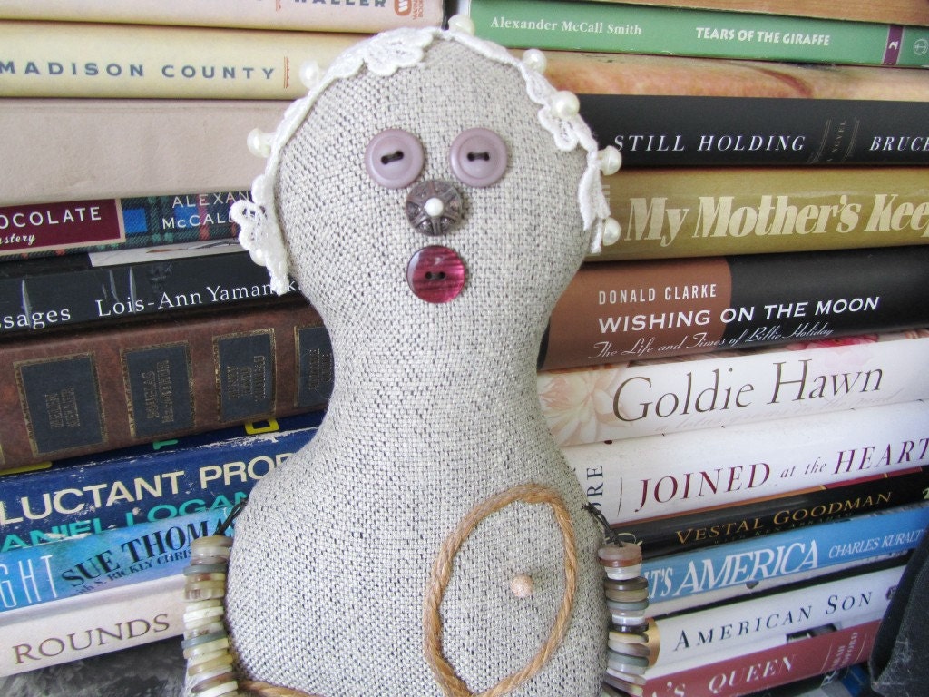 Art Doll - Buttons- Upcycled Cloth and Buttons - OOAK