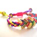 Rainbow Steampunk Hex Nut Neon Pink Gold Braided Bracelet Pull Tie