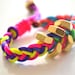 Rainbow Steampunk Hex Nut Neon Pink Gold Braided Bracelet Pull Tie