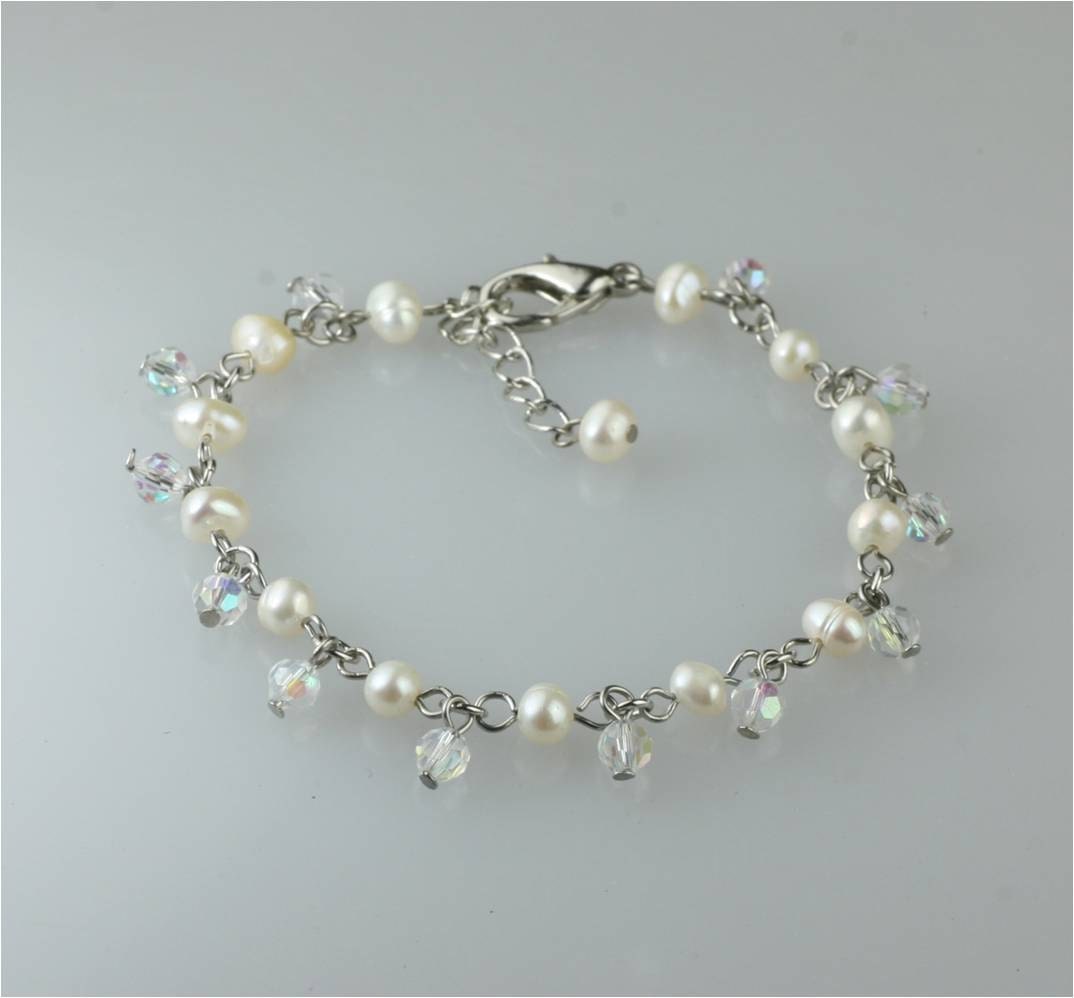 Bridal Pearl earrings drop dangle zigzag wire