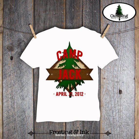 Camping Party - Campout Birthday Party - Shirt Iron On Transfer - Customized Printable (Camp, Camp Out, Outdoor Adventure, Lumberjack)