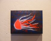 Spray Paint stencil art on canvas - Small Jelly Fish