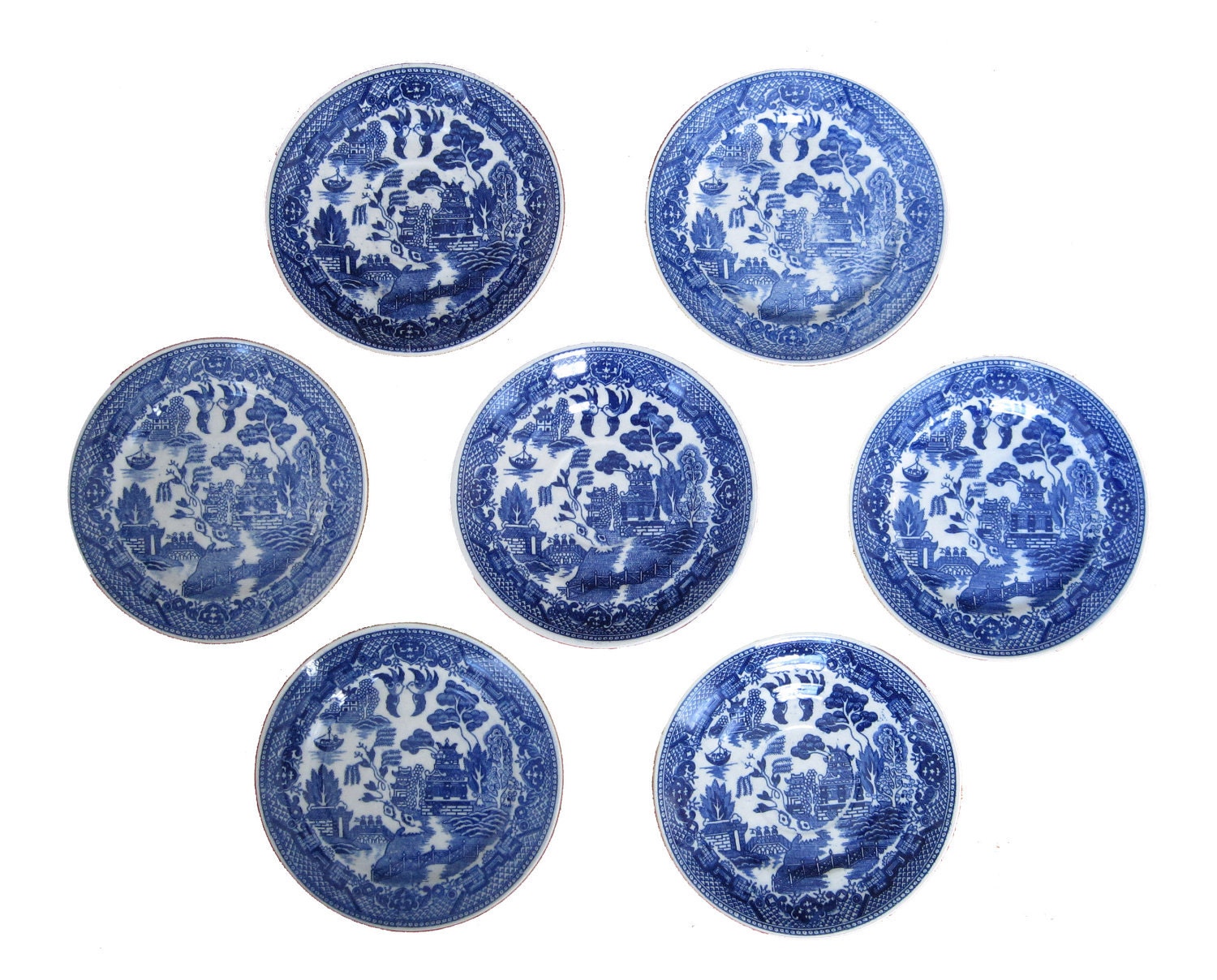 Vintage Blue Willow Transferware Plate Collection, Chinoiserie, Hollywood Regency