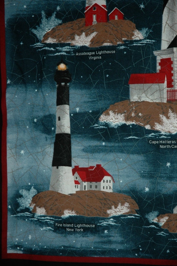 Lighthouse Quick Quilt fabric panel OOP by aldontrujacks on Etsy