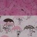 Cotton Fabric Scraps Little Girls and Umbrellas Retro Vintage Style and Sweet Dreams Pink Prints