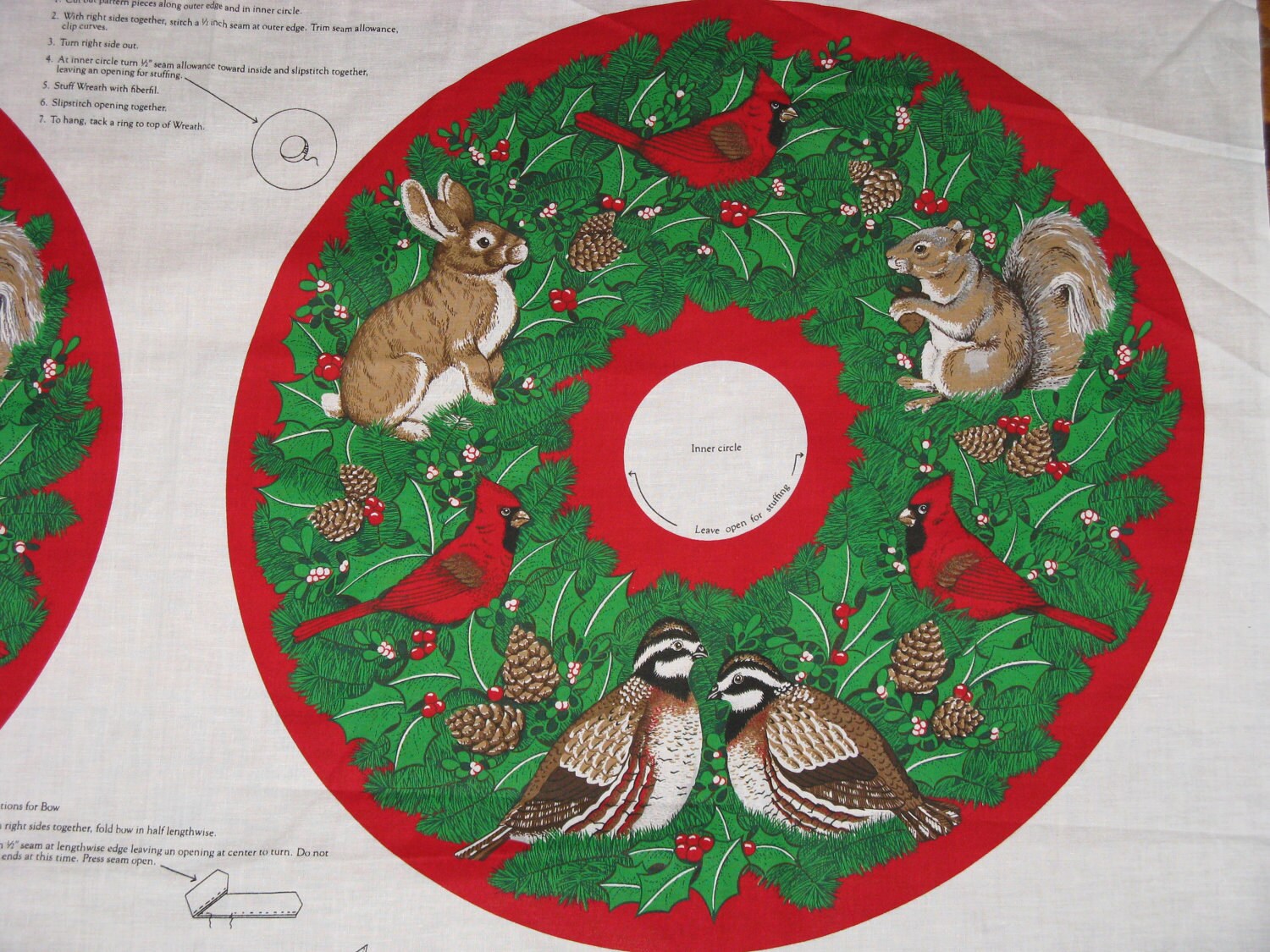 vintage fabric craft panel christmas holiday wreath a by vintage fabric craft panel christmas holiday wreath a by