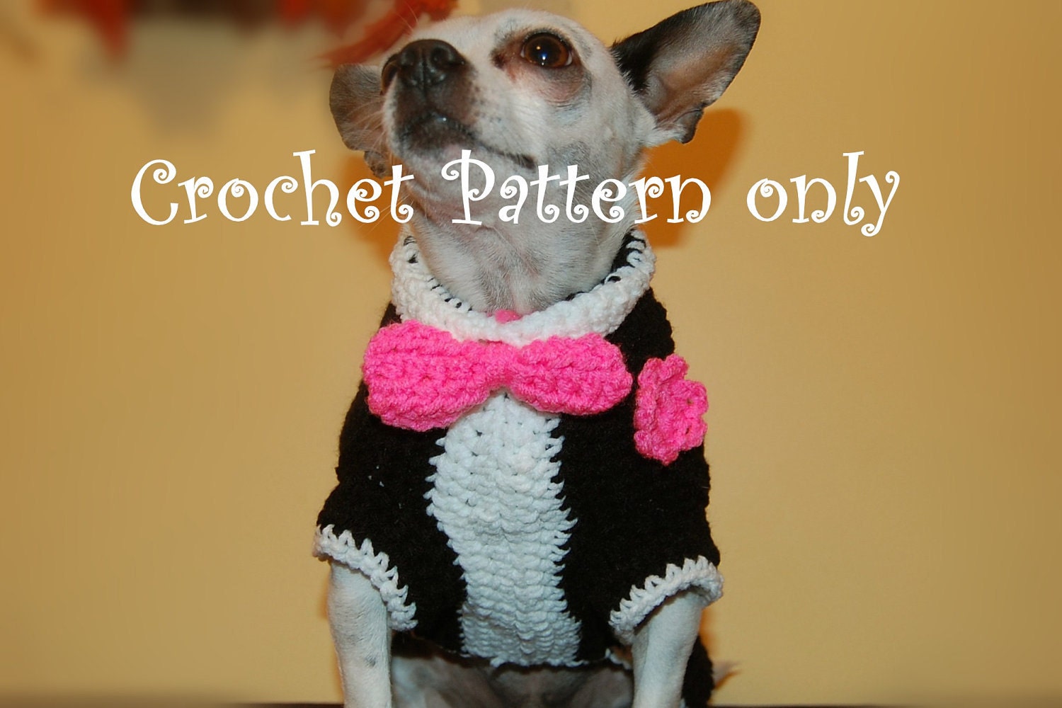 Instant Download Crochet Pattern- Dog Tuxedo Sweater - Small Dog Sweater 2-20 lbs