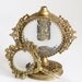 Vintage Perfume Bottle with Dauber, Gold Filigree, Cherub & Floral Design, Beveled Glass