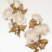 Homco Roses and Chrysanthemums Gold & Cream Large Pair Wall Decor Plaques 1962 Hollywood Regency