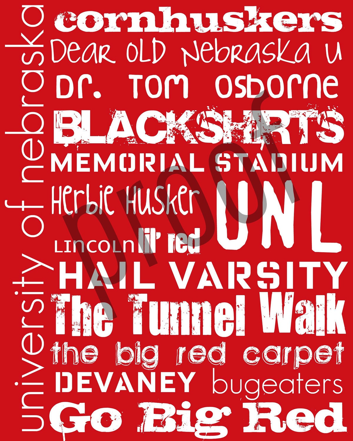 University of Nebraska Cornhuskers Subway Art Print 8x10