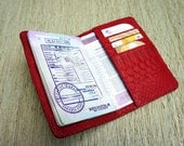 Red Leather Passport Cover. Snakeskin Leather Passport Holder.