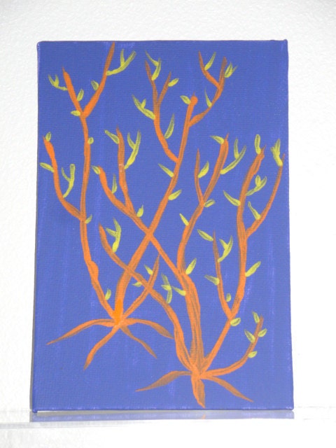Purple Bush painting done with acrylics on 4"x6" panel canvas
