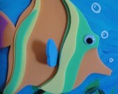 Foam Fish 3D painting on 4"x6" panel canvas