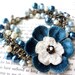 Reserved for Alex Braniecki-Pearl Beaded Bracelet in Shades of Blue with Flower Charm
