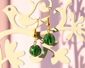 SALE - 20% off Emerald Green Glass Bead Earrings
