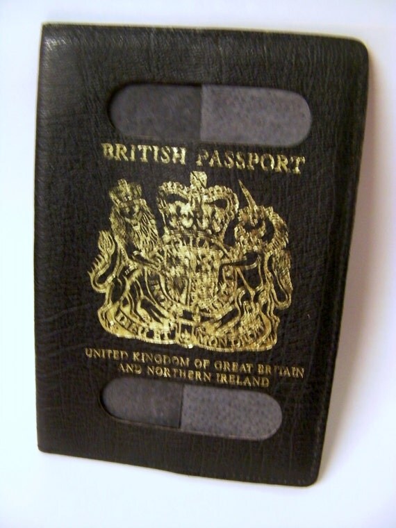 Black leather British Passport Holder by KnickKnackRoundabout