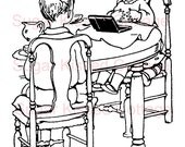 Digital Stamp - Playing at the Table