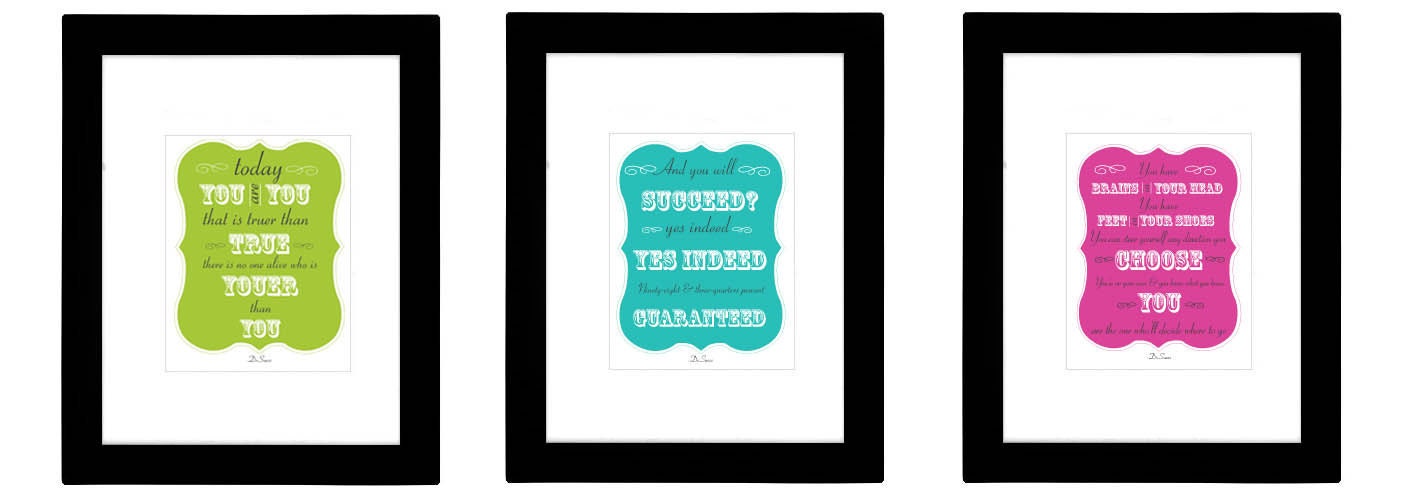 Today You are You - Dr.Suess Dr.Seuss - 8x10 Print - Typography Quote Poster