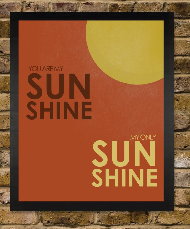 You are my sunshine and I Love you to the Moon - Vintage Distressed Nursery Print Set - yellow grey blue
