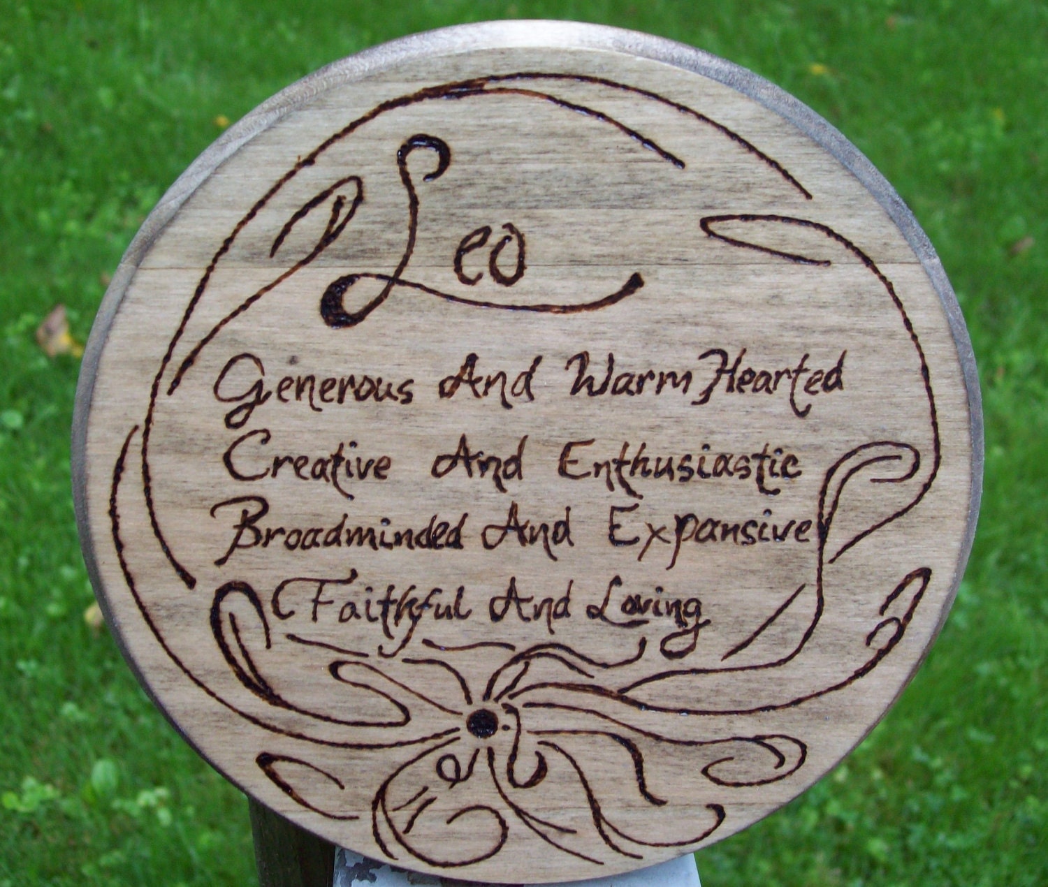 Wood Burned Leo Zodiac Description