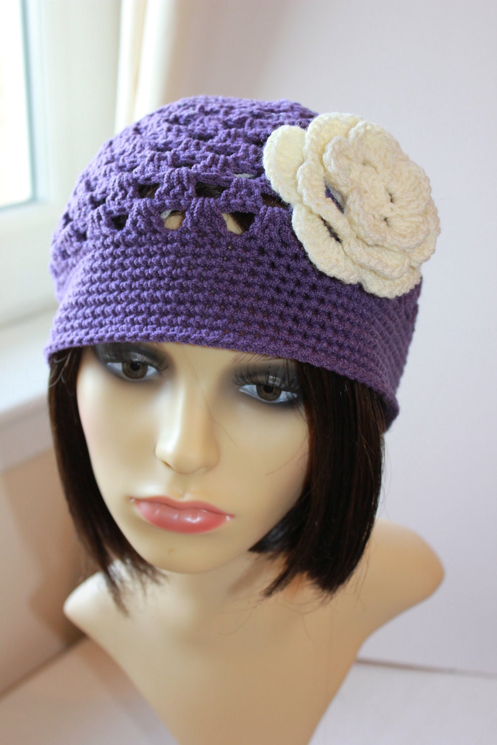 Dahlia - 0028 - PDF Pattern for Crocheted Dahlia Hat - Instructions given for sizes TEEN to ADULT