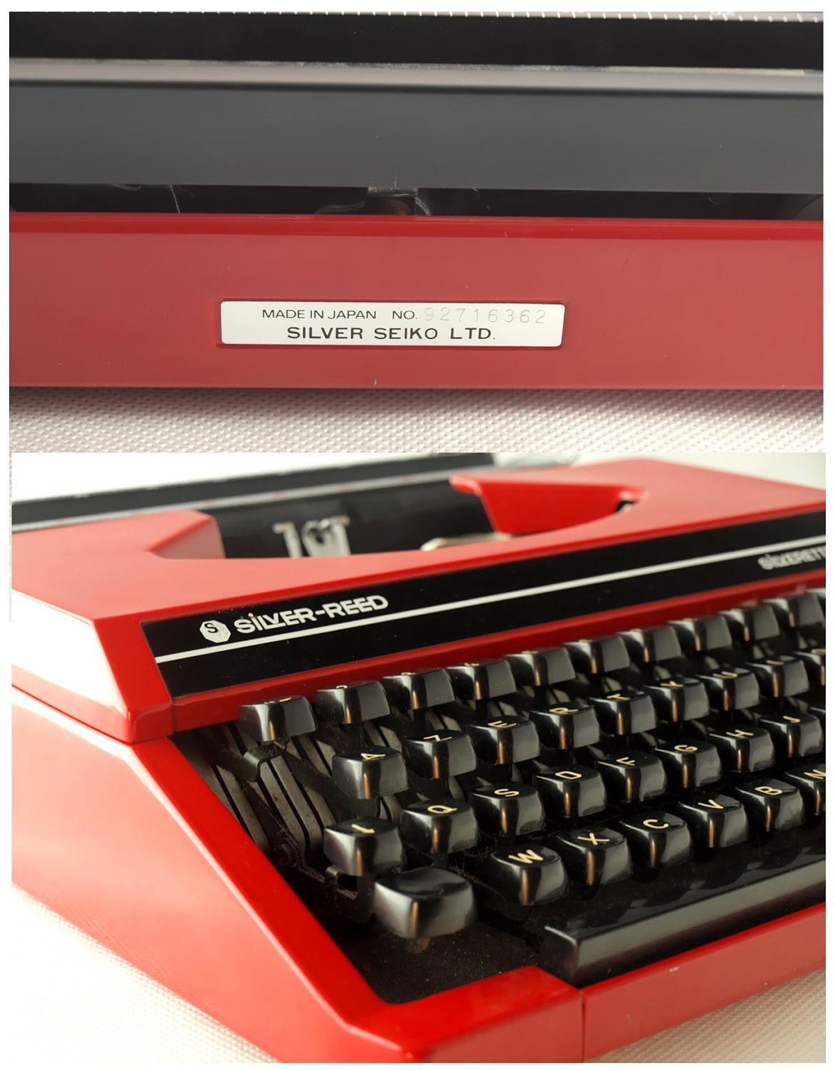 Vintage red manual  typewriter - Silver reed Sillverette II
