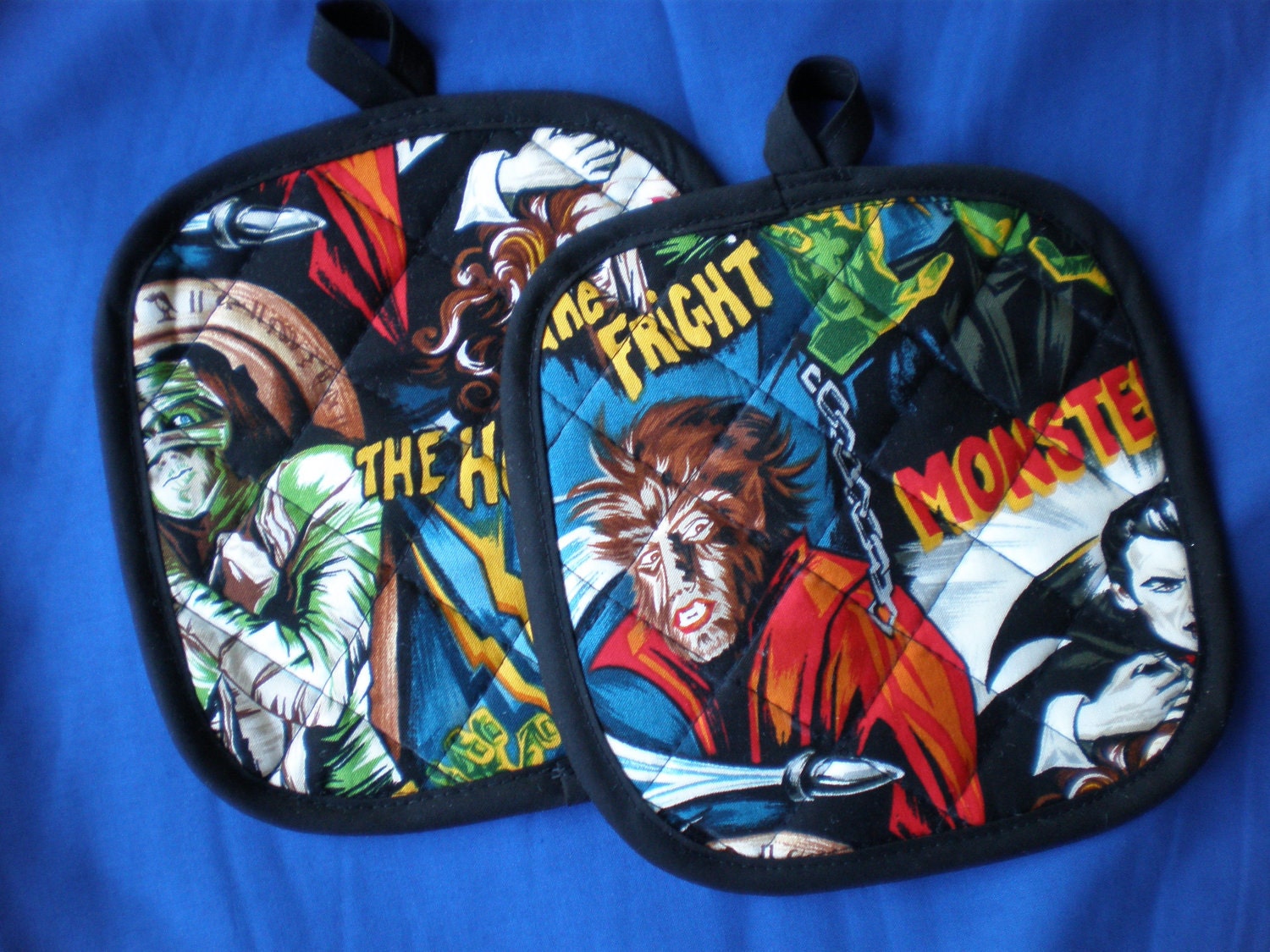 Robert Kaufman Hollywood movie monster pot holders Limited Quantity
