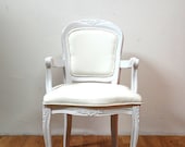 Antique White Vinyl French Louis Armchair