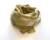 Tie Dye Moss Green Shibori Scarf - Hand Dyed Cotton - 17 x 72 - Moss