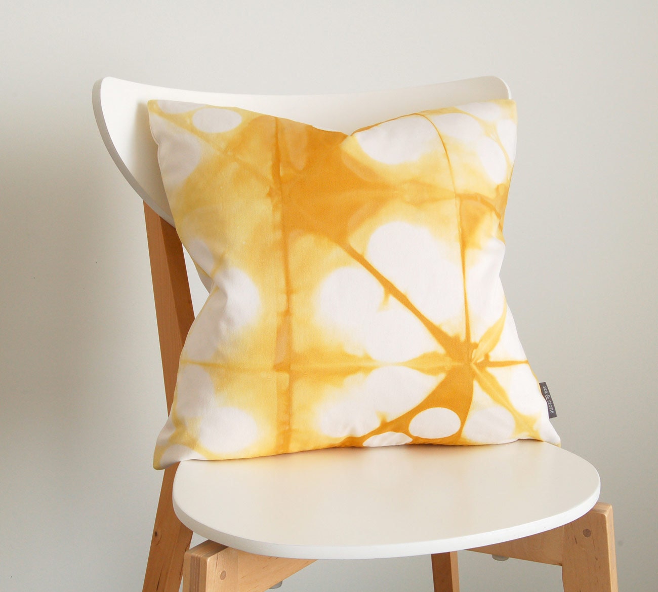 Tie Dye Shibori Yellow Pillow Cover 18x18 inches - Goldenrod