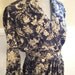 70's Vintage Disco Mad Men Flowers Polyester Cocktail tight long Dress Black gold Flower Print 