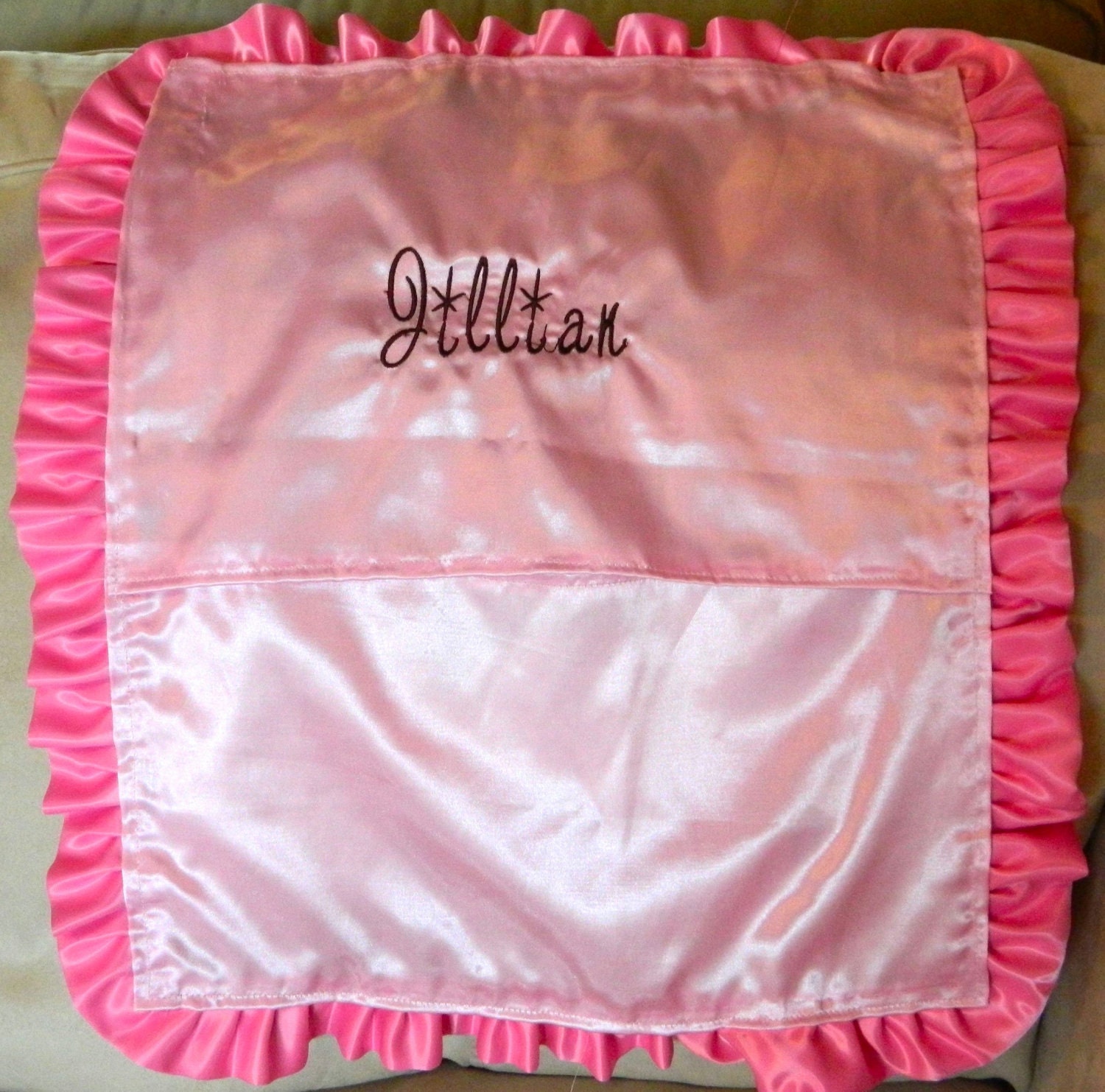 NEW Personalized Designer Satin Pillowcase (Free Monogramming 0-15 letters)