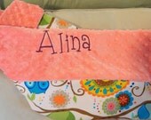 Personalized Designer Owl Minky Blanket (Free Monogramming up to 15 letters)