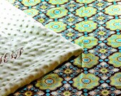 XL Personalized Minky Moroccan Damask Baby Blanket (Free Monogramming)