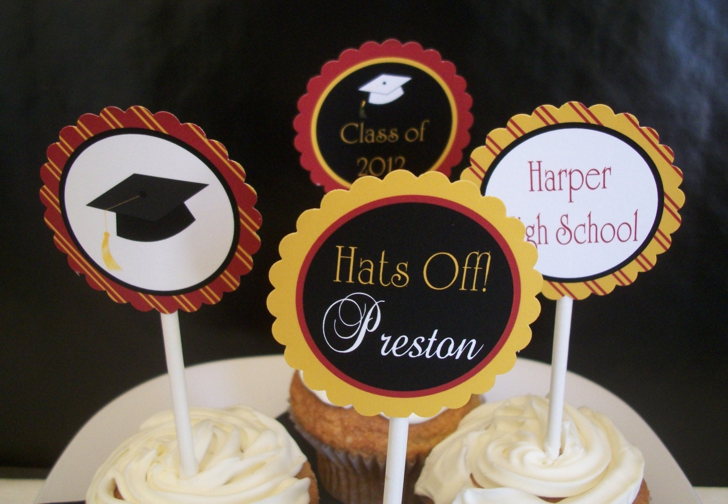GRADUATION Party Circles - Cupcake Toppers - Printable - You Choose Colors & Pattern Il_570xn