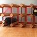 Vintage Industrial Modern Wine Rack - Red Metal and Wood