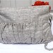 Wristlet Clutch Purse Grey Cotton linen with orange flower and detachable strap