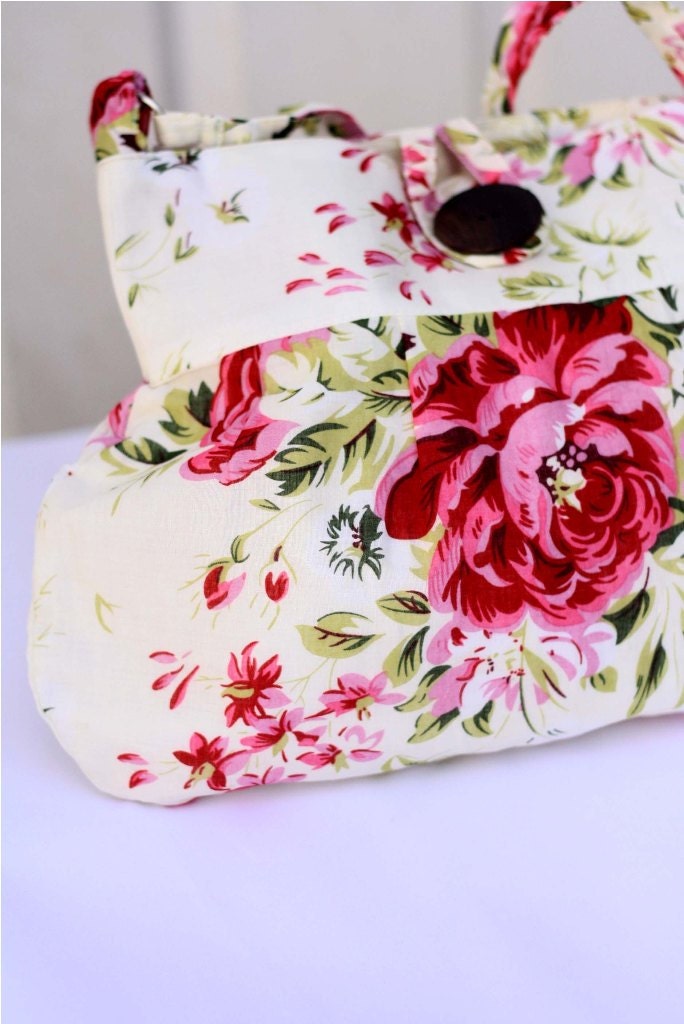Summer Bag, Shoulder Bag, Hobo tote bag - Red and Pink Rose,