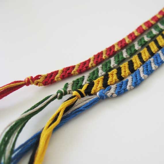 Harry Potter, Hogwarts House Colors, Woven Bracelet Set Friendship Bracelets