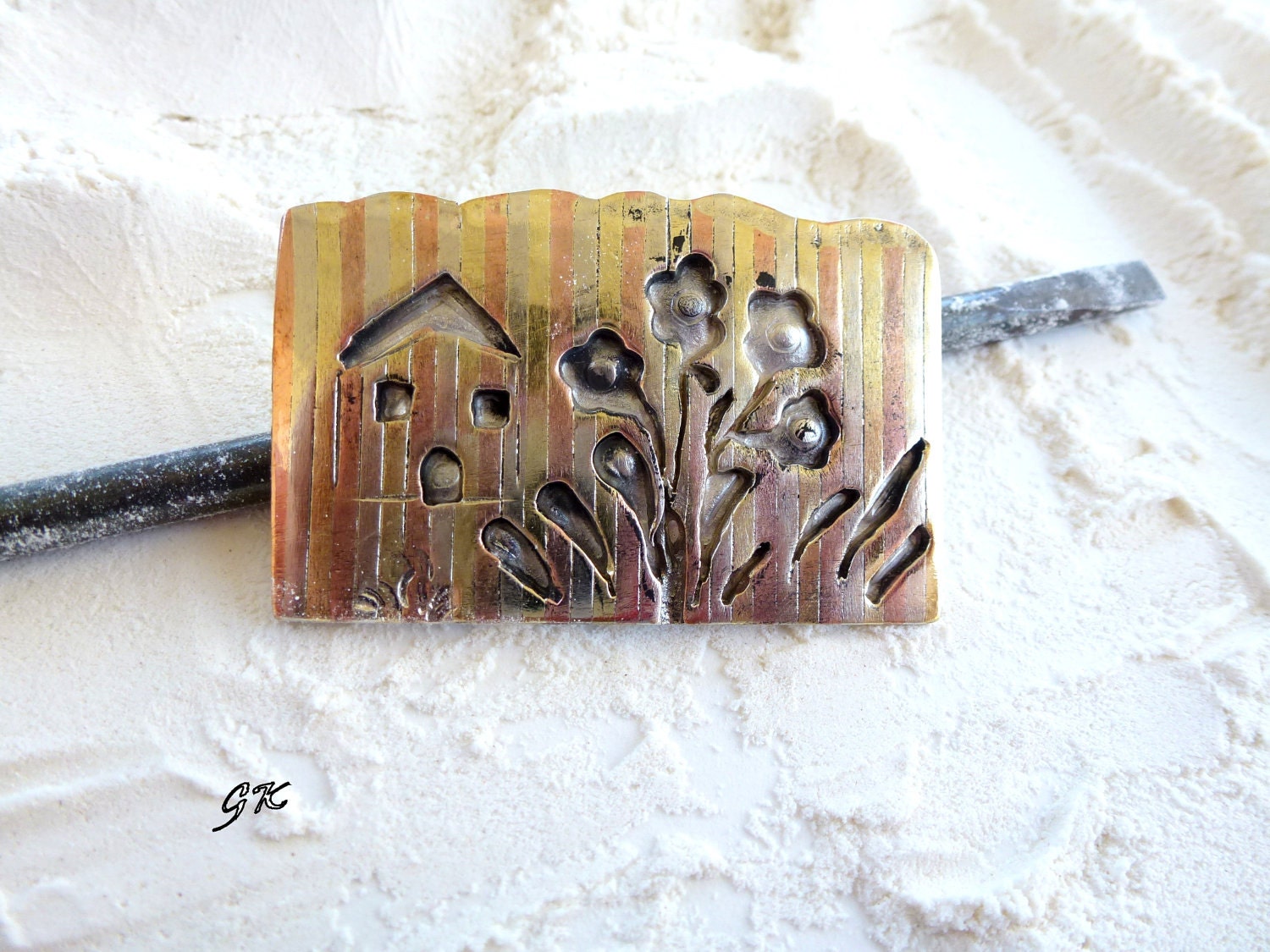 Country Style, Mixed Metal Handmade Brooch inspired by Autumn in Village