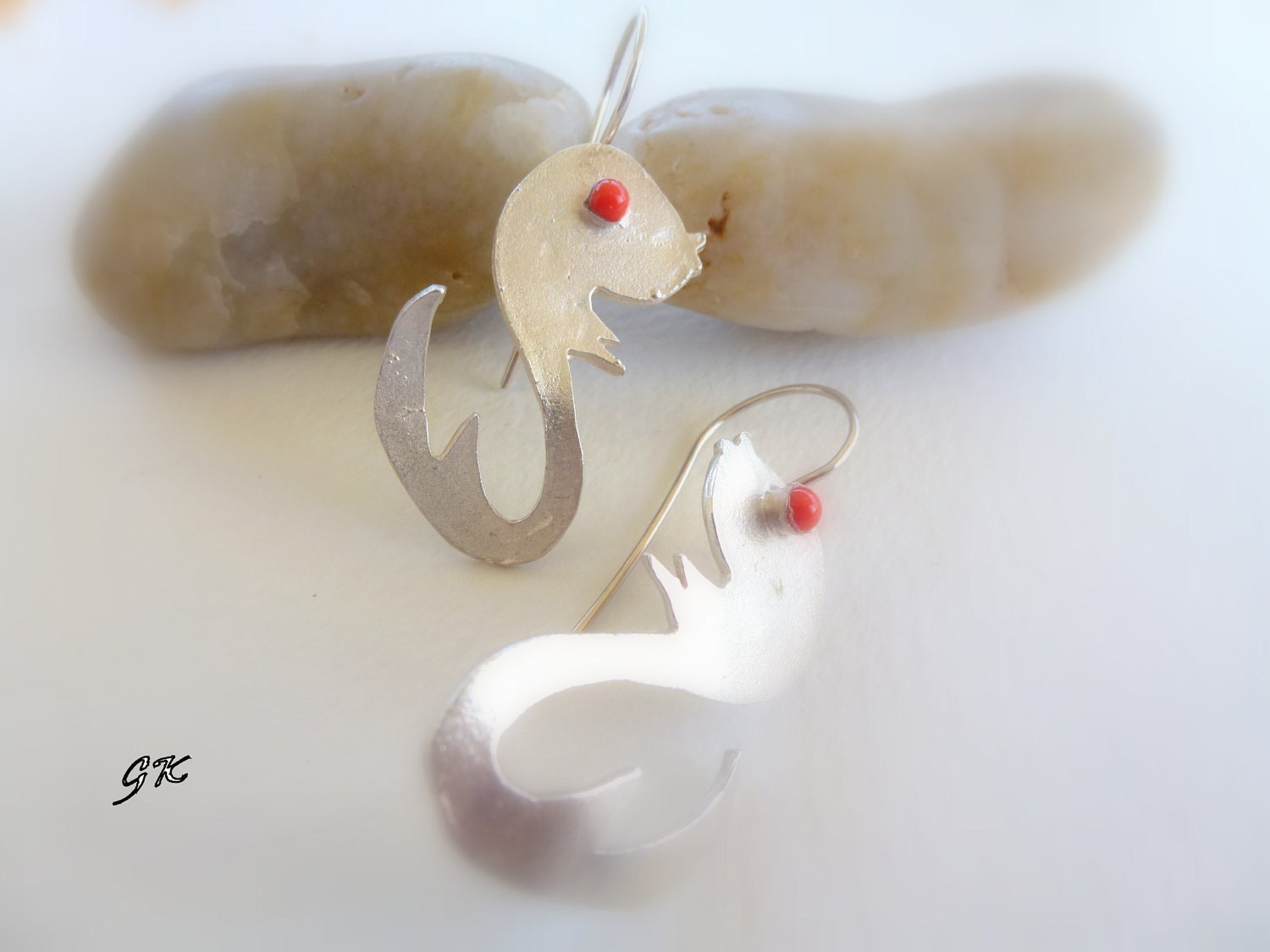 Dolphin earrings , Nautical Silver Earrings