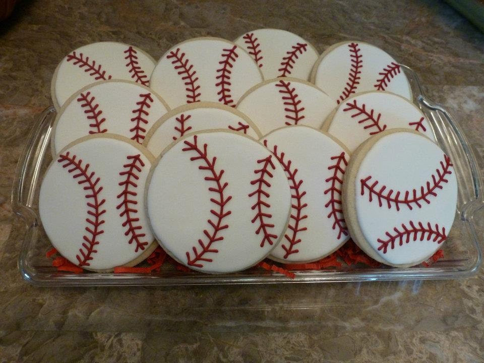 Baseball Cookies - HUGE 3.5" across, 1/2" thick
